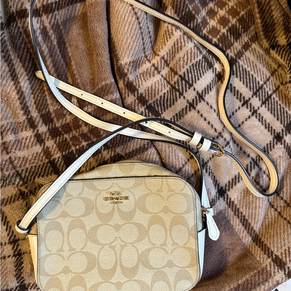 Coach Beige and White Crossbody Bag